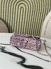Fortok Chanel Flap Bag Purple Tone Sequined 20-12-6cm - 5