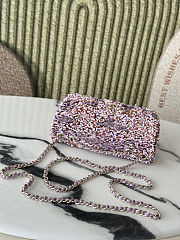 Fortok Chanel Flap Bag Purple Tone Sequined 20-12-6cm - 2