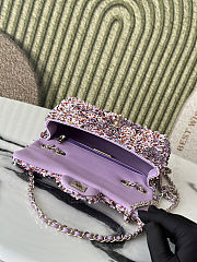 Fortok Chanel Flap Bag Purple Tone Sequined 20-12-6cm - 3