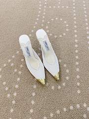 Fortok Jimmy Choo White Lace-trimmed Gold Pointed-toe Mules 10cm - 1