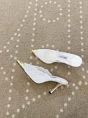 Fortok Jimmy Choo White Lace-trimmed Gold Pointed-toe Mules 10cm - 6