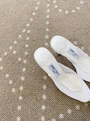 Fortok Jimmy Choo White Lace-trimmed Gold Pointed-toe Mules 10cm - 5