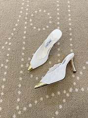Fortok Jimmy Choo White Lace-trimmed Gold Pointed-toe Mules 10cm - 4