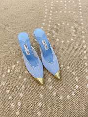 Fortok Jimmy Choo Blue Lace-trimmed Pointed-toe Mules 10cm - 1