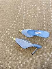 Fortok Jimmy Choo Blue Lace-trimmed Pointed-toe Mules 10cm - 3