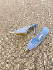 Fortok Jimmy Choo Blue Lace-trimmed Pointed-toe Mules 10cm - 2
