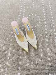 Fortok Jimmy Choo White/Pink Lace-trimmed Pointed-toe Mules 10cm - 1