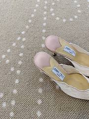 Fortok Jimmy Choo White/Pink Lace-trimmed Pointed-toe Mules 10cm - 5