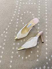 Fortok Jimmy Choo White/Pink Lace-trimmed Pointed-toe Mules 10cm - 4