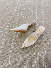 Fortok Jimmy Choo White/Pink Lace-trimmed Pointed-toe Mules 10cm - 2