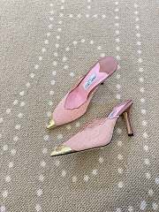 Fortok Jimmy Choo Pink Lace-trimmed Pointed-toe Mules 10cm - 5