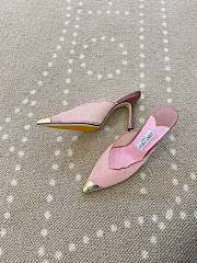 Fortok Jimmy Choo Pink Lace-trimmed Pointed-toe Mules 10cm - 2