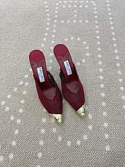 Fortok Jimmy Choo Burgundy Lace-trimmed Pointed-toe Mules 10cm - 1