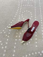 Fortok Jimmy Choo Burgundy Lace-trimmed Pointed-toe Mules 10cm - 6