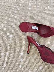 Fortok Jimmy Choo Burgundy Lace-trimmed Pointed-toe Mules 10cm - 5