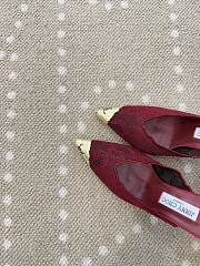 Fortok Jimmy Choo Burgundy Lace-trimmed Pointed-toe Mules 10cm - 4
