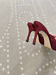 Fortok Jimmy Choo Burgundy Lace-trimmed Pointed-toe Mules 10cm - 3