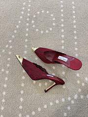 Fortok Jimmy Choo Burgundy Lace-trimmed Pointed-toe Mules 10cm - 2