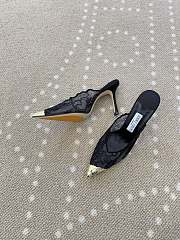 Fortok Jimmy Choo Black Lace-trimmed Pointed-toe Mules 10cm - 2