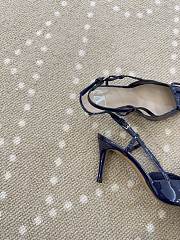 Fortok Valentino Patent Leather Slingback Pumps Navy Blue 8cm - 6