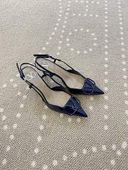 Fortok Valentino Patent Leather Slingback Pumps Navy Blue 8cm - 5