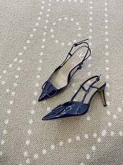 Fortok Valentino Patent Leather Slingback Pumps Navy Blue 8cm - 4