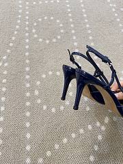 Fortok Valentino Patent Leather Slingback Pumps Navy Blue 8cm - 3