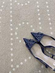 Fortok Valentino Patent Leather Slingback Pumps Navy Blue 8cm - 2