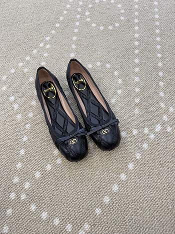Fortok Valentino Garavani Nappa Quilted Bow Ballerina Flats Black