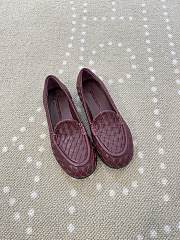Fortok Bottega Veneta Silenzio Intrecciato Leather Loafers Burgundy - 1