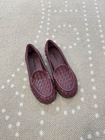 Fortok Bottega Veneta Silenzio Intrecciato Leather Loafers Burgundy