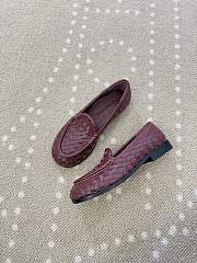 Fortok Bottega Veneta Silenzio Intrecciato Leather Loafers Burgundy - 6