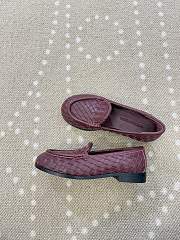 Fortok Bottega Veneta Silenzio Intrecciato Leather Loafers Burgundy - 4