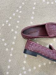 Fortok Bottega Veneta Silenzio Intrecciato Leather Loafers Burgundy - 5