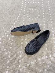 Fortok Bottega Veneta Silenzio Intrecciato Leather Loafers Black - 4