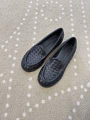 Fortok Bottega Veneta Silenzio Intrecciato Leather Loafers Black - 3