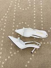 Fortok Prada Slingback Pumps Pointed Toe Bow Patent Leather White 8.5cm - 2