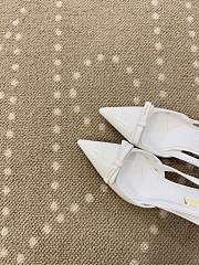 Fortok Prada Slingback Pumps Pointed Toe Bow Patent Leather White 8.5cm - 5