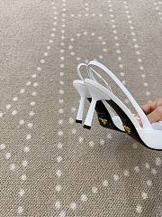 Fortok Prada Slingback Pumps Pointed Toe Bow Patent Leather White 8.5cm - 6