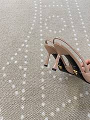 Fortok Prada Slingback Pumps Pointed Toe Bow Patent Leather Beige 8.5cm - 4