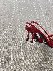 Fortok Prada Slingback Pumps Pointed Toe Bow Patent Leather Red 8.5cm - 6