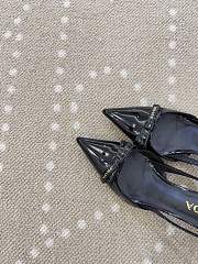 Fortok Prada Slingback Pumps Pointed Toe Bow Patent Leather Black 8.5cm - 4