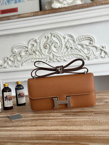 Fortok Hermes Constance Elan Epsom Leather Brown/Silver 24cm