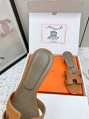 Fortok Hermès Oasis Sandals Epsom Leather Brown 5cm - 5