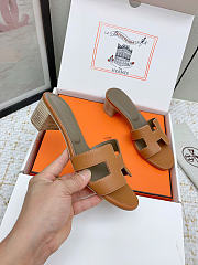 Fortok Hermès Oasis Sandals Epsom Leather Brown 5cm - 3