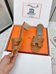 Fortok Hermès Oasis Sandals Epsom Leather Brown 5cm - 2