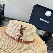 Fortok Saint Laurent Woven Straw Boater Hat Fringe  - 5