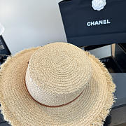 Fortok Saint Laurent Woven Straw Boater Hat Fringe  - 4