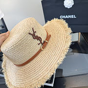 Fortok Saint Laurent Woven Straw Boater Hat Fringe  - 3