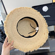 Fortok Saint Laurent Woven Straw Boater Hat Fringe  - 2